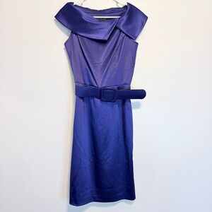 Jessica Howard Satin Purple Dress with Belt
